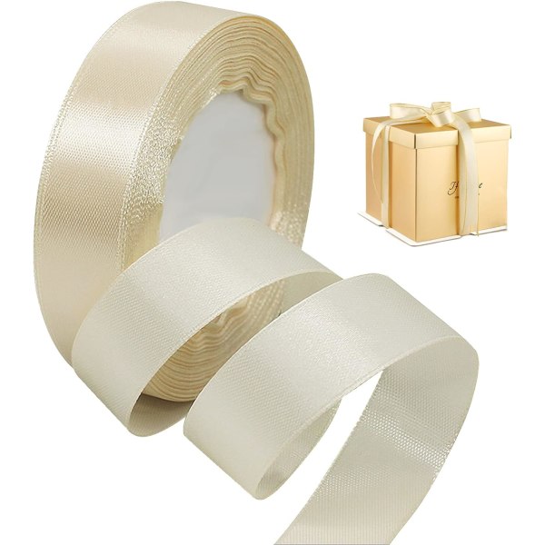 Vit 22 M satinband 2 cm brett satinrosettband Presentband Dekorationsband Julbröllop, bröllop och födelsedag Tygband, presentband Ch