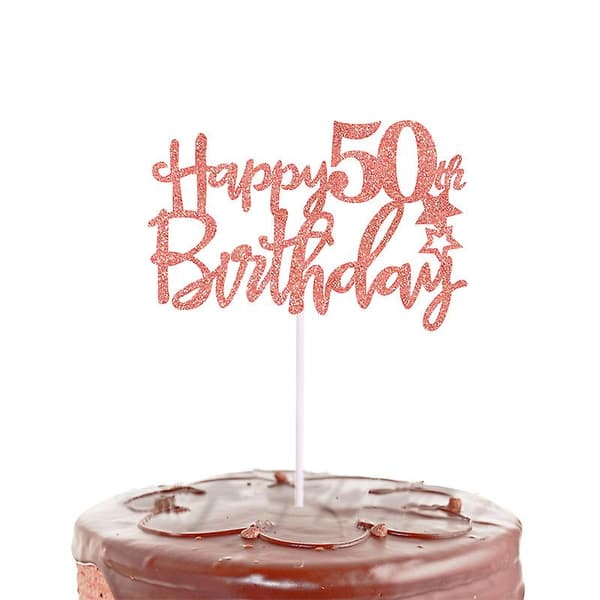 5 stk. Happy Birthday kakepynt i roségull, bursdagspynt kakepynt, bursdagskakepynt 50th