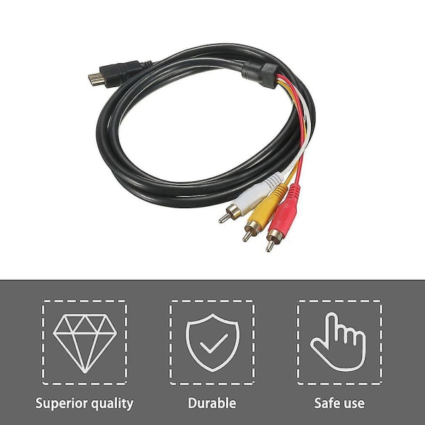 5 Feet 1.5m1080p Hdtv Male To 3 Rca Audio Video Av Cable Cord Adapter Converter Connector Component Cable Lead For Hdtv New