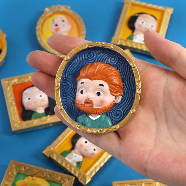 4 stk. Kreative Resin Køleskabsmagneter Verdensberømte 3D Billedramme Lysende Figur Køleskabsdekoration Kunst Magnetiske Stickers