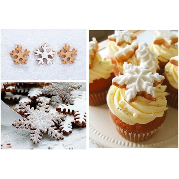 Snöflinga Kakmodelleringsverktyg, Set med 6 Snöflinga Pepparkaksformar, 3D Plast Vita Snöflinga Pepparkaksformar för Dekorering av Födelsedagstårtor Keks - Em