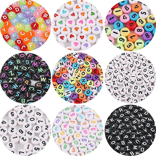 Diy-kirjainpyöreät 4*7mm värilliset akryylikirjainhelmet lapsille 9