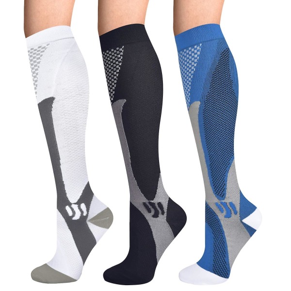 3 Pairs Compression Socks Women Men, 15-25mmhg Support Socks Compression Socks High Comfort Thrombosis Socks