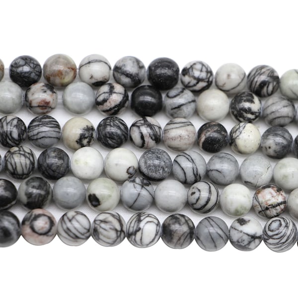 SKYBEADS Sorte Årede Naturlige Picasso Jaspis Perler til Smykkefremstilling 6mm Længde 38-40cm Ca. 60 Stk