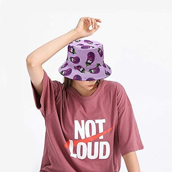 Reversibel hatt Bucket Hat Fiske solhatt för kvinnor flickor, aubergine