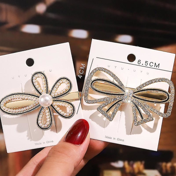 Helmihiusneula Metallilehti Sulka Hiukset Bling Merisiipi Kuori Pins Naisille - 6 Kpl Hopea Vintage Strass Seos Hiukset Leikkeet Hiukset Sivuleike Barret