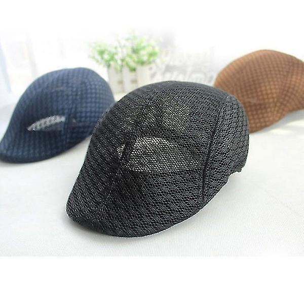Klassisk sommar andningsbar mesh keps Newsboy hatt Cabbie platt keps Light coffee