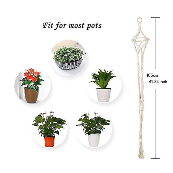 Set med 4 blomkrukor inomhus och utomhus Macrame växtkrukor