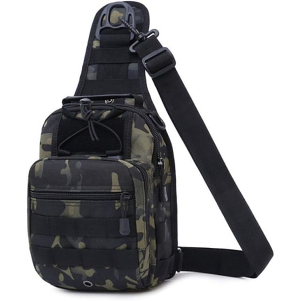 Sling Bag Tactical Military Molle Axelväska Herr Bröstväska Multifunktionell Ryggsäck för Sport Jakt, Camo