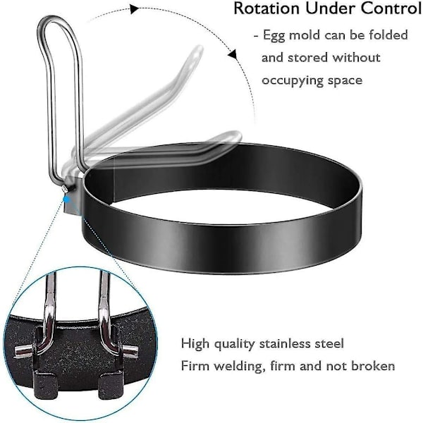 2-pack äggring, non-stick äggringar, pocherade äggringar, äggfriteringsringar (10,2 cm 2,1 cm)