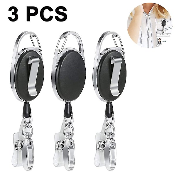 Sort Robust Teleskopisk Badgeholder 3PCS