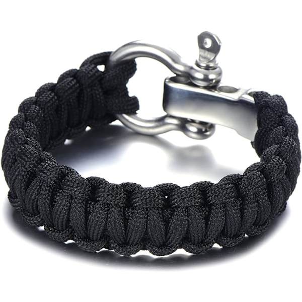 Paracord överlevnadsarmband för män i rostfritt stål flätat utomhusarmband