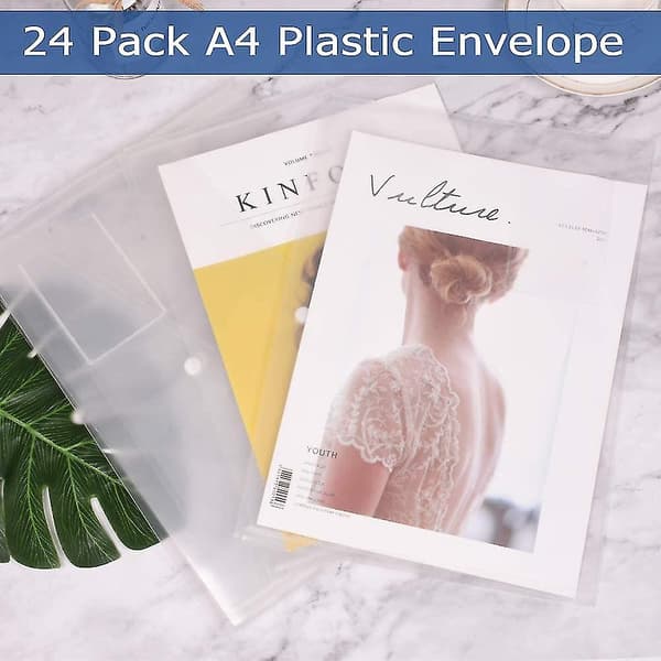Plastfickor Plånböcker, 24-pack A4 Genomskinliga Dokumentmapp med Etikettficka