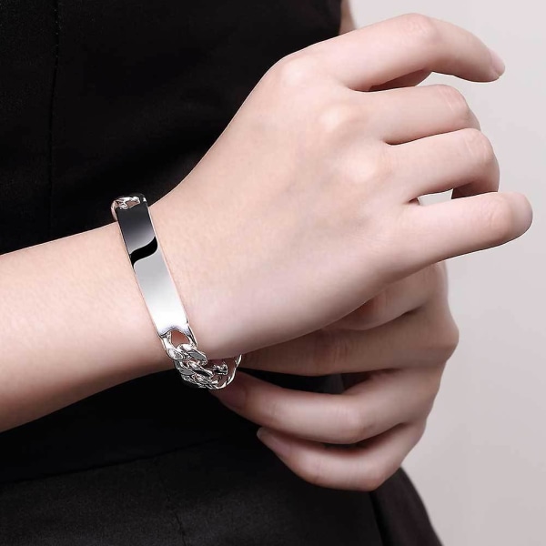 Charmming 925 Silver Plated Design Noble Pretty 10mm Herrkedja Smycken Mode Geometrisk Armband