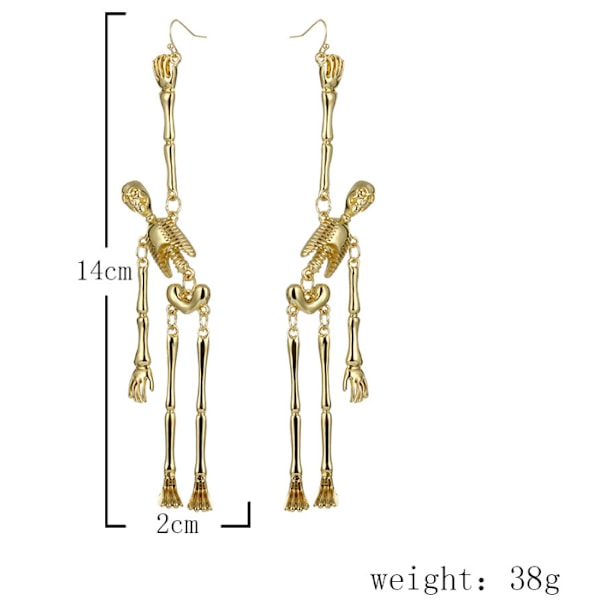 Par Halloween Metall Dangle Øredobber Hodeskalle Skjelett Dangle Øredobber Mørk Retro Stil Smykker Gull+Sølv