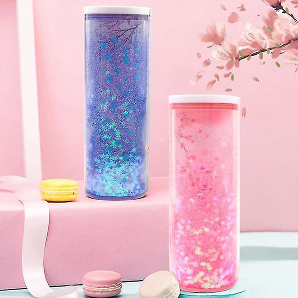 Stationery Box Quicksand Translucent Multifunctional Case Cylindrical Pen School Pen A
