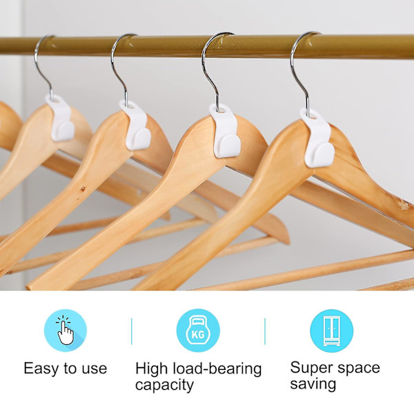 Klädhängare Connector Hooks, 40 st Klädhängare Hooks Super Space Saving För Garderob, Vit