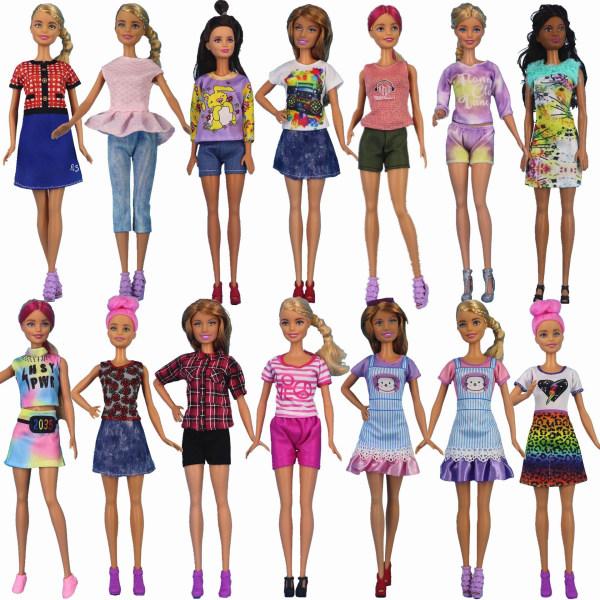 15 stycken 29 cm Barbie docka kläder, personligt mode set, mode klänning