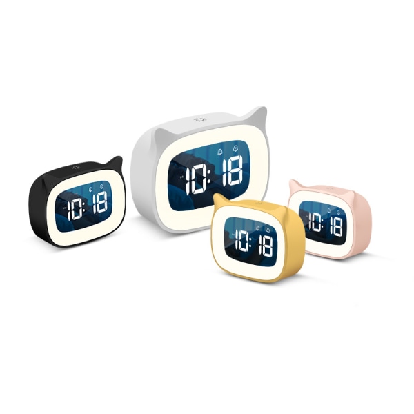 Rosa resealarmklocka, bärbar LCD-digitalklocka med temperatur, 12/24H, snooze-funktion, bakgrundsbelysning och batteridriven för resor, sovrum