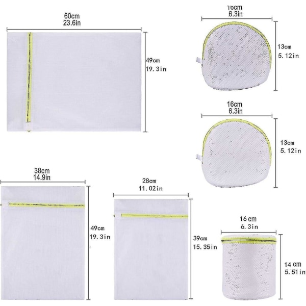 6 stk Net Vaskemaskin Net Vaskemaskin Med Glidelås Sylindrisk Vaskemaskin Bag