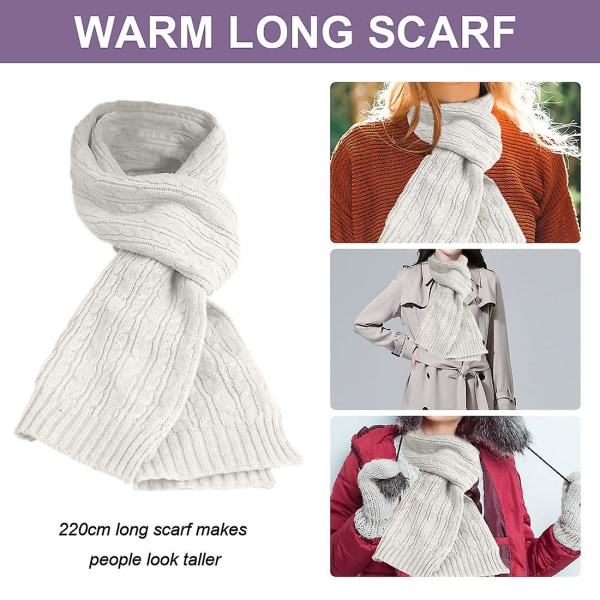 Vintermössa Scarfhandskar Set För Kvinnor Stickade Beanies Hat Varm Scarf Kallt väder Thermal White