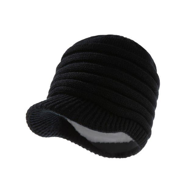 Children's knitted cap with flat tongue,solid color,baby's head wrapped knitted cap black