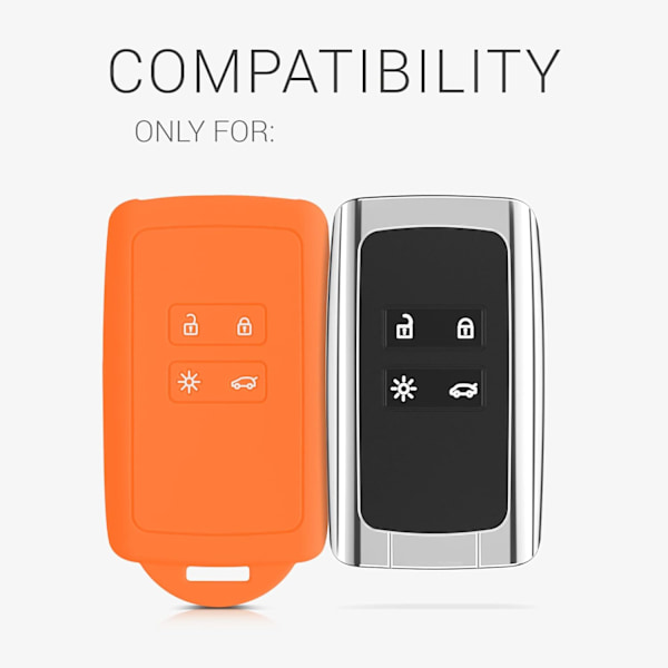 Orange nøglebeskyttelse til Renault Smart Key 4-knapper (kun Keyless Go) - Blødt silikoneetui med nøglering - Mørkeblå