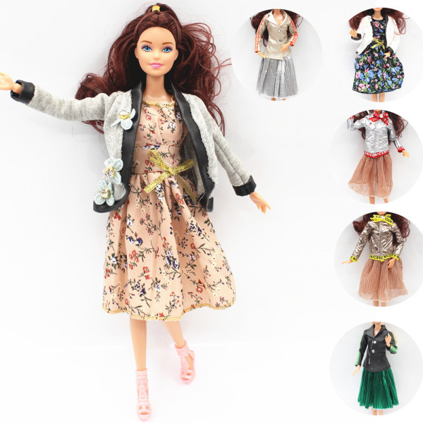 6 stycken 30cm Barbie docka kläder, olika modekläder