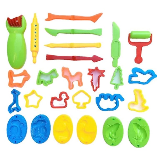 Dejværktøjssæt, plastikskærere til legedej 26 stk. lerværktøj og tilbehør Mini lerværktøj til børn