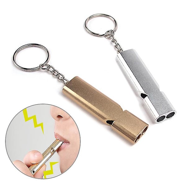 2-pack Dual-tube Överlevnadspipan 120 Decibel Bärbar Rostfritt Stål Visselpipa Säker Överlevnad Utomhus Vandring Camping Visselpipa