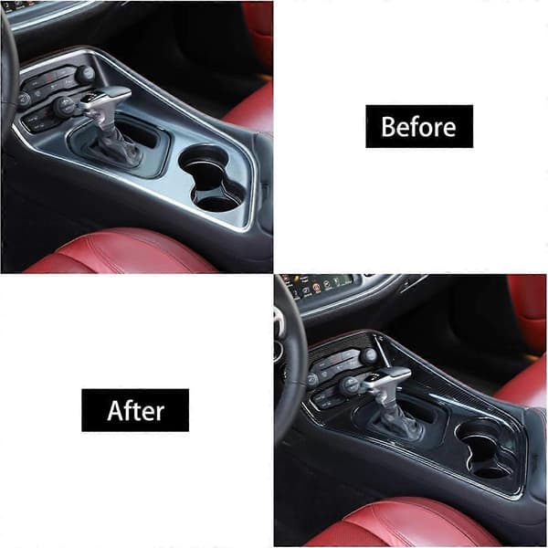 For 2015-2023 Ekte Karbonfiber Senterkonsoll Girskiftpanel Vannkoppholder Deksel Trim