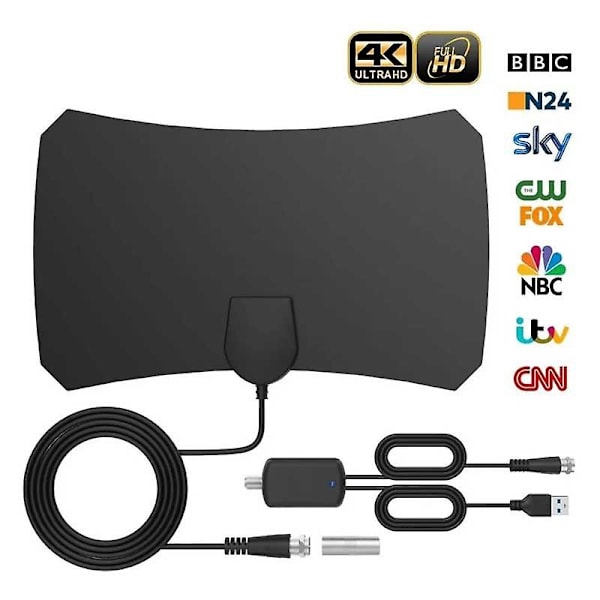 Tv-antenn Digital Hdtv Antenne Innendørs Antenneforsterker Super Flat Tv