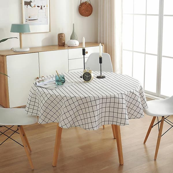 59-tommers 150 cm diameter polyester-bomulls rund duk, tilgjengelig i tre stiler White Plaid