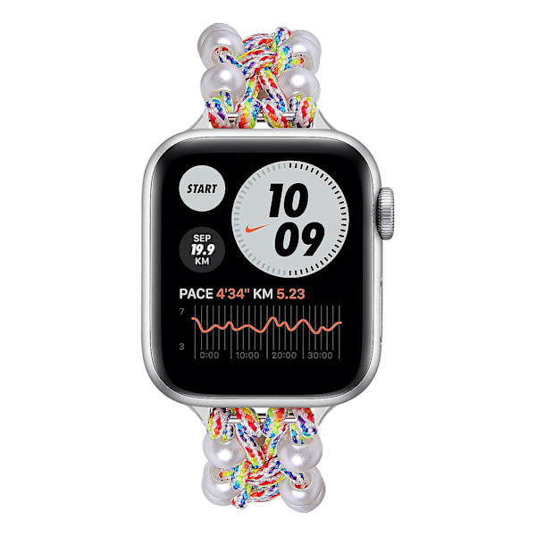 Helmi Nylon Ranneke Yhteensopiva Apple Watch Rannekkeen 40mm 38mm Naisille Tytöille, Säädettävä Helmi Korut Kutoa Nylon Rainbow