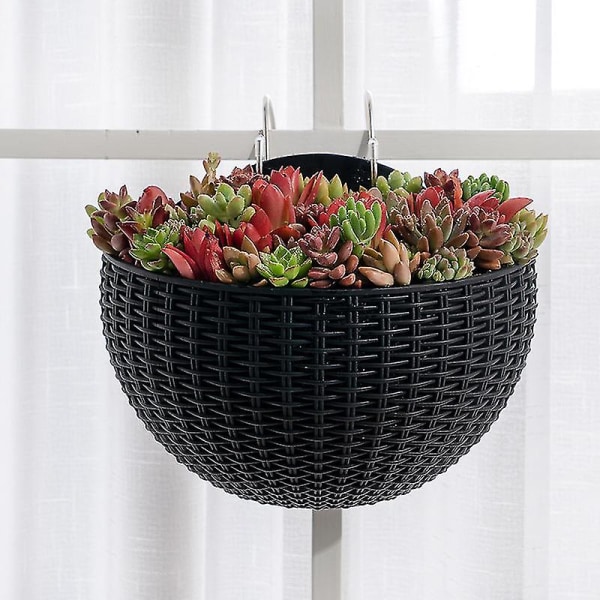 Imitation Rattan Wall Hanging, Semi-circular Flowerpot Hanging Without Perforation, Hydroponic Flowerpot (white, Large)