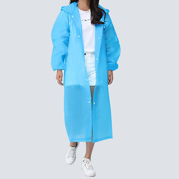 Återanvändbara regnponchos med huvor och ärmar Lätt regnkläder Blue