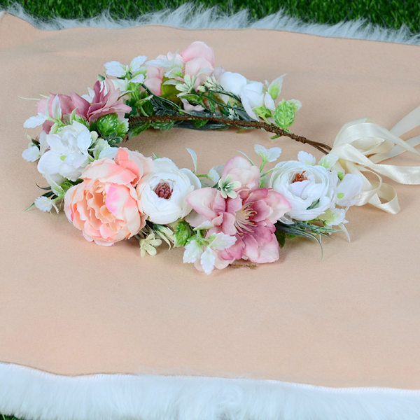 Handgjorda tygskalgirlanger vårkransar simuleringar blommor, växter hårhuvudprydnad girlanger