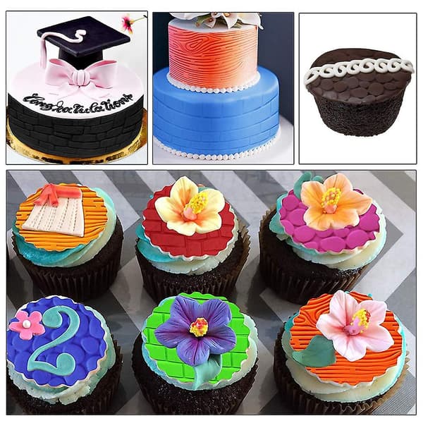 Fondant præge måtte, 6 stk. præge måtte kage dekoration stencils plast kage prægning forme