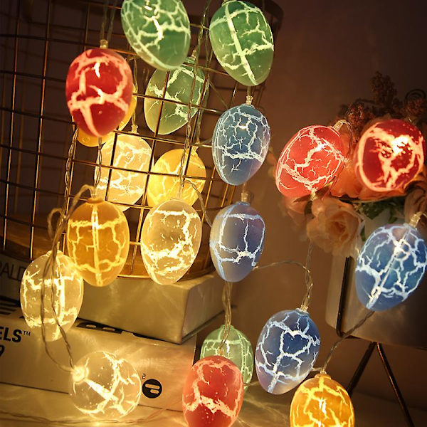 1,5 m 10 LED påske fargerike sprekkede egg LED lysstreng egg påskefest Happy Easter Day dekor for hjem 2023 vår festival favoritt white