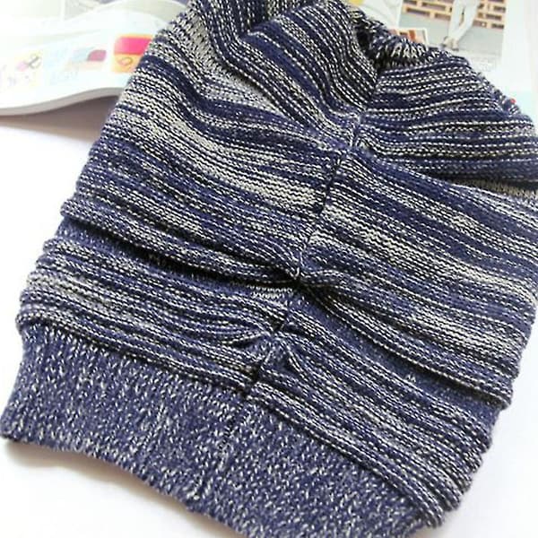 Unisex stickad mössa vinter baggy oversized slouch mössa hattar kepsar Navy Blue