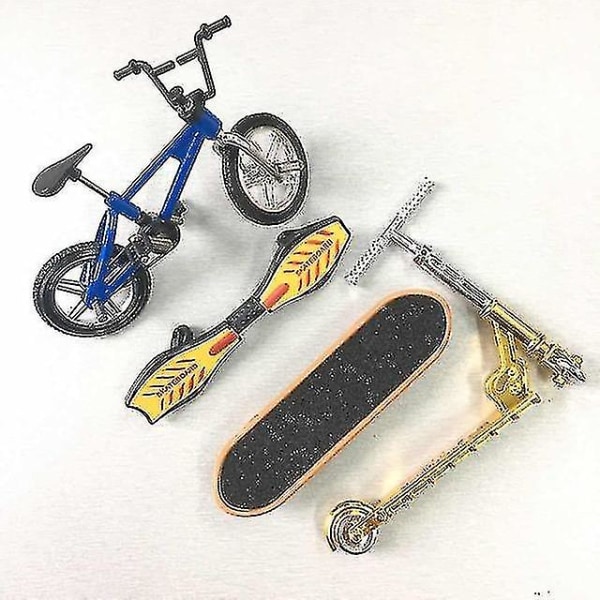 Miniskoter Tvåhjulig skoter Pedagogiska leksaker för barn Fingerskoter Cykel Gripbräda Skateboardset Set Barn Pojkeleksak Blue