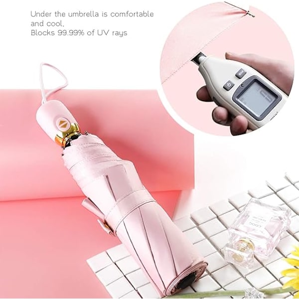 Gul - Kvinde Automatisk Sammenklappelig Paraply Solbeskyttelse Anti-UV Kompakt Bærbar Rejse Vandtæt Rejse Parasol