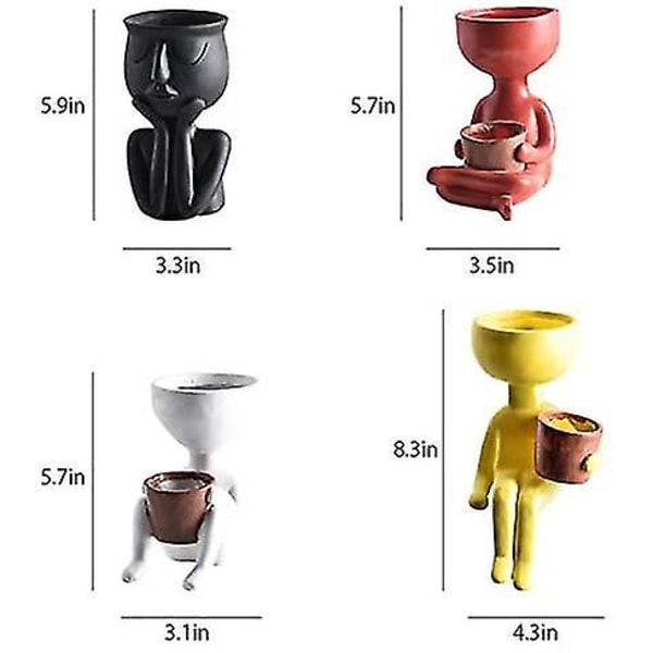 Blomsterpotter Sukkulenter Vase Gresk Statue Blomsterpotter Hjem Hagedekorasjon BLACK
