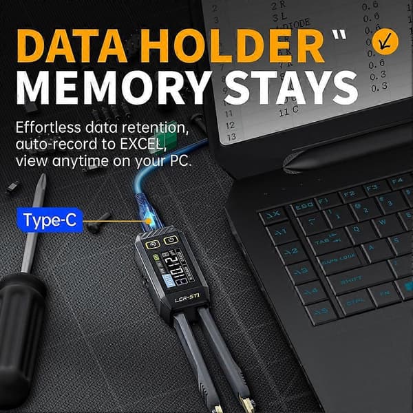 LCR-ST1 10KHz LCR Meter Pincet, Mini Smart SMD Tester, Auto Komponentgenkendelse Elektronisk Komponentanalyse