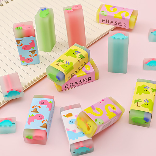 32 pieces of cartoon little dinosaur eraser for primary school students clean painting eraser exam office error correction 4B pencil eraser