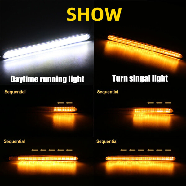2x DRL LED-strålkastarlist Körljus sekventiell blinkers, 23,5 cm