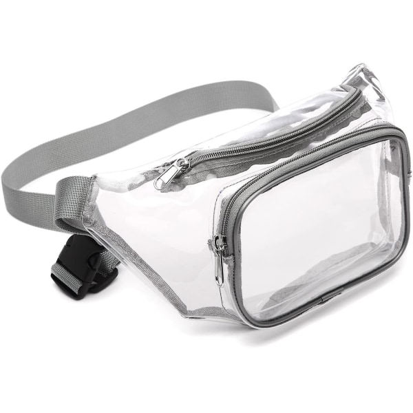 Klar Fanny Pack Stadion Godkjent For Kvinner Menn Vannbestandig Søt Midjebelteveske Klar Veske Transparent Justerbar Belteveske For Sport, Reise, Strand, Gray