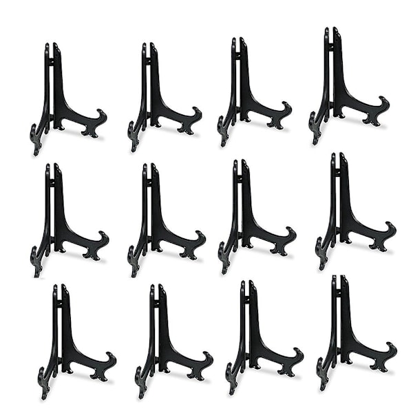 12 stk. 6 tommer plast staffelier plade display stande billede ramme stand holder, sort