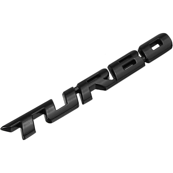 （Svart）Turbo 3D-metallemblem för bil, dekaler med bokstäver, emblem för bakluckan