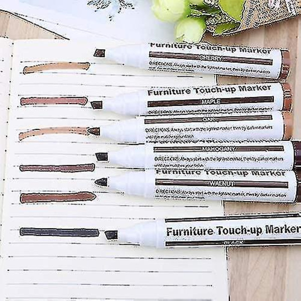 Möbelreparationsset, markörer och vaxstift med vässare för trä, fläckar, repor, golv, bord, skrivbord 8 Pcs